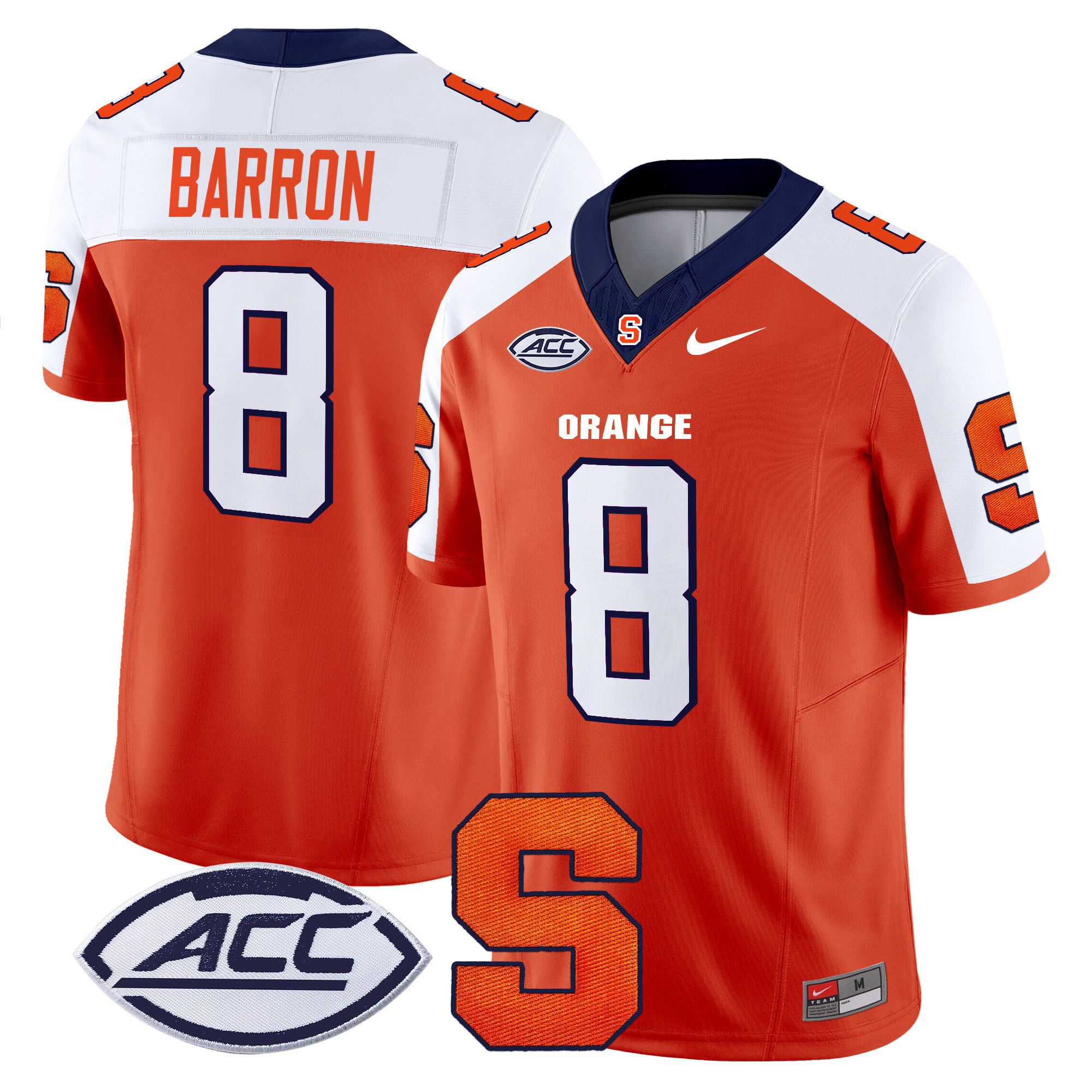 Men Syracuse Orange #8 Barron Orange Nike 2024 Vapor Limited NCAA Jersey